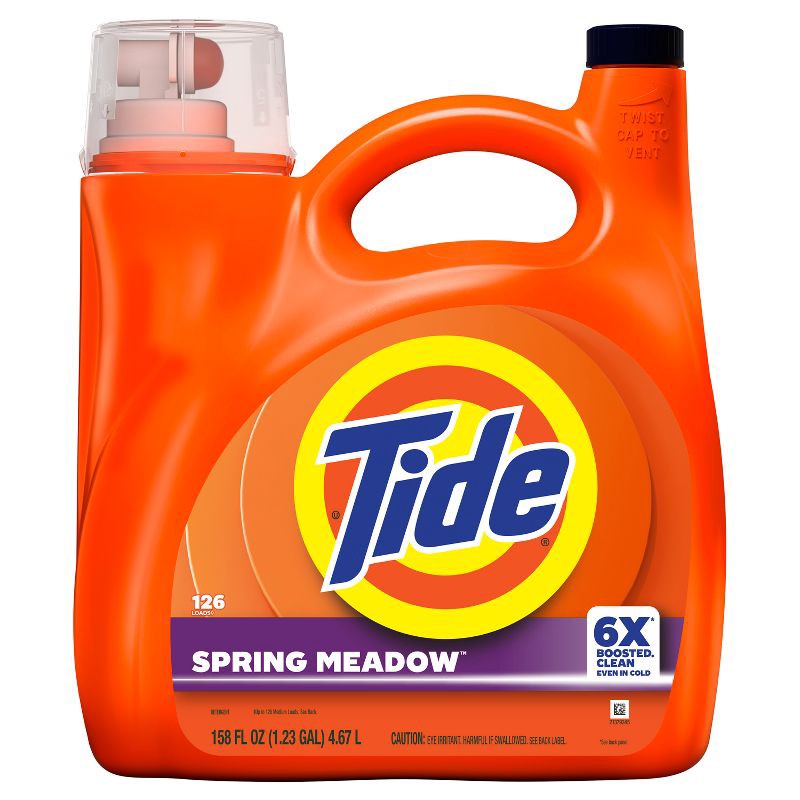 slide 12 of 14, Tide Liquid HE Spring Meadow Liquid Laundry Detergent 126 loads - 158oz, 166 fl oz