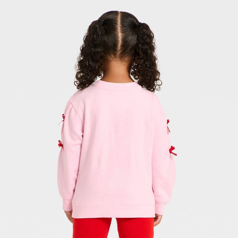 slide 3 of 4, Toddler Girls' Valentine's French Terry Bow T-Shirt - Cat & Jack™ Pink 2T, 1 ct