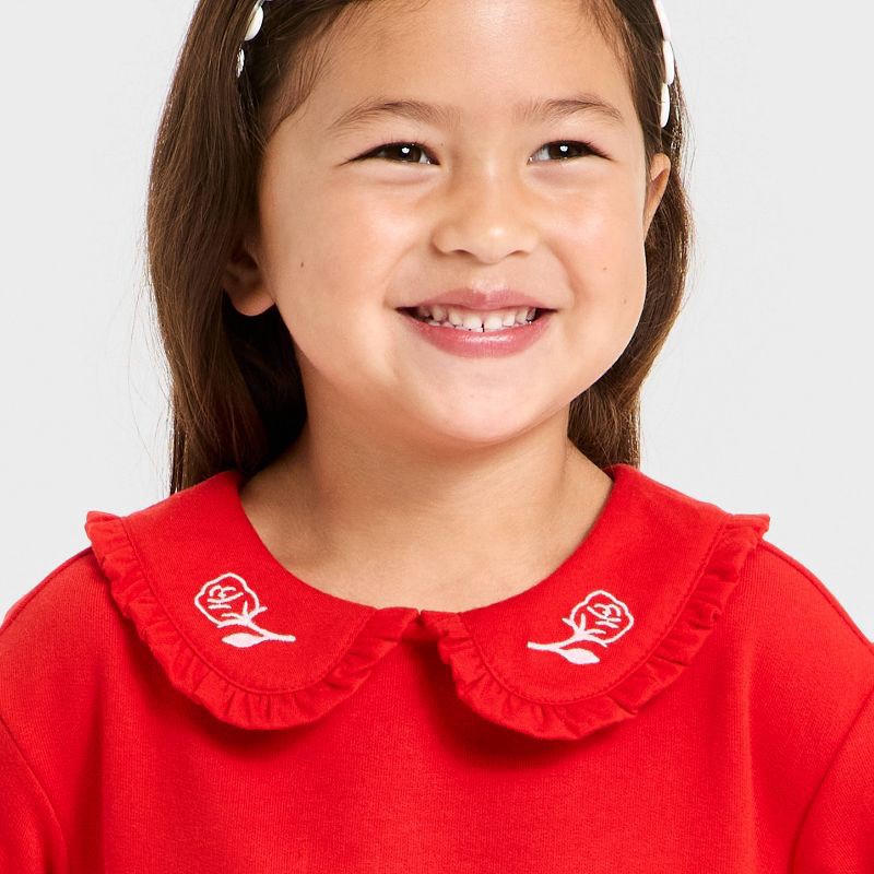 slide 3 of 4, Toddler Girls' Valentine's French Terry Rose Collar Polo Shirt - Cat & Jack™ Medium Red 18M, 1 ct