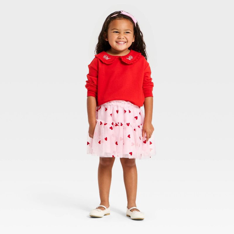 slide 3 of 3, Toddler Girls' Valentine's Heart Tulle Skirt - Cat & Jack™ Pink 5T, 1 ct