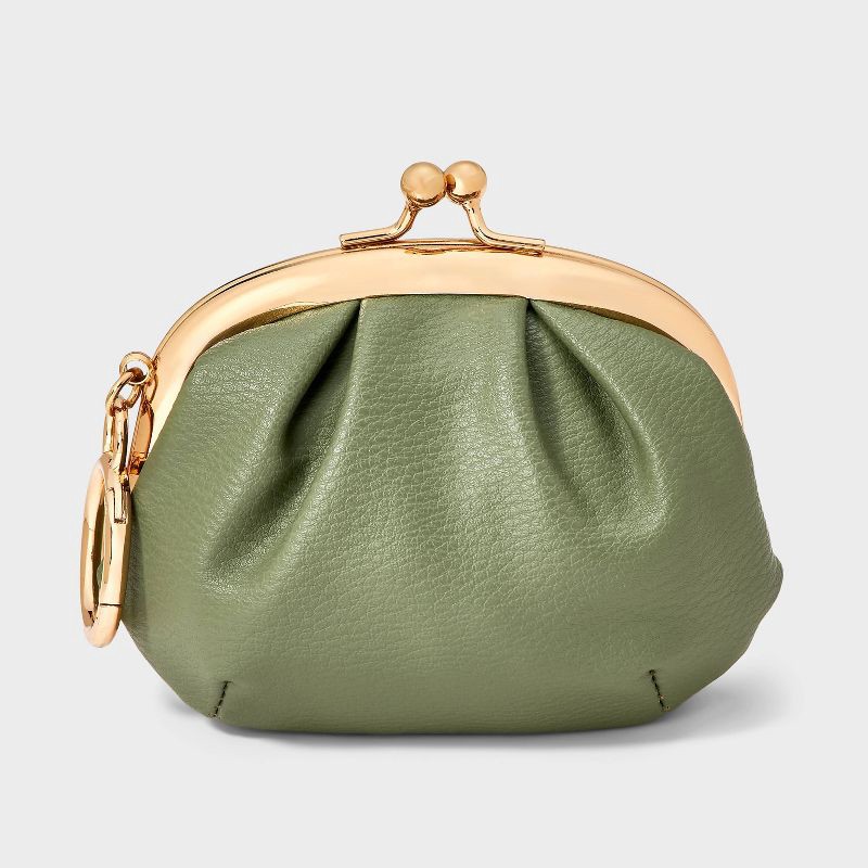 slide 1 of 4, Mini Kiss Lock Pouch Bag Charm - A New Day™ Olive Green, 1 ct