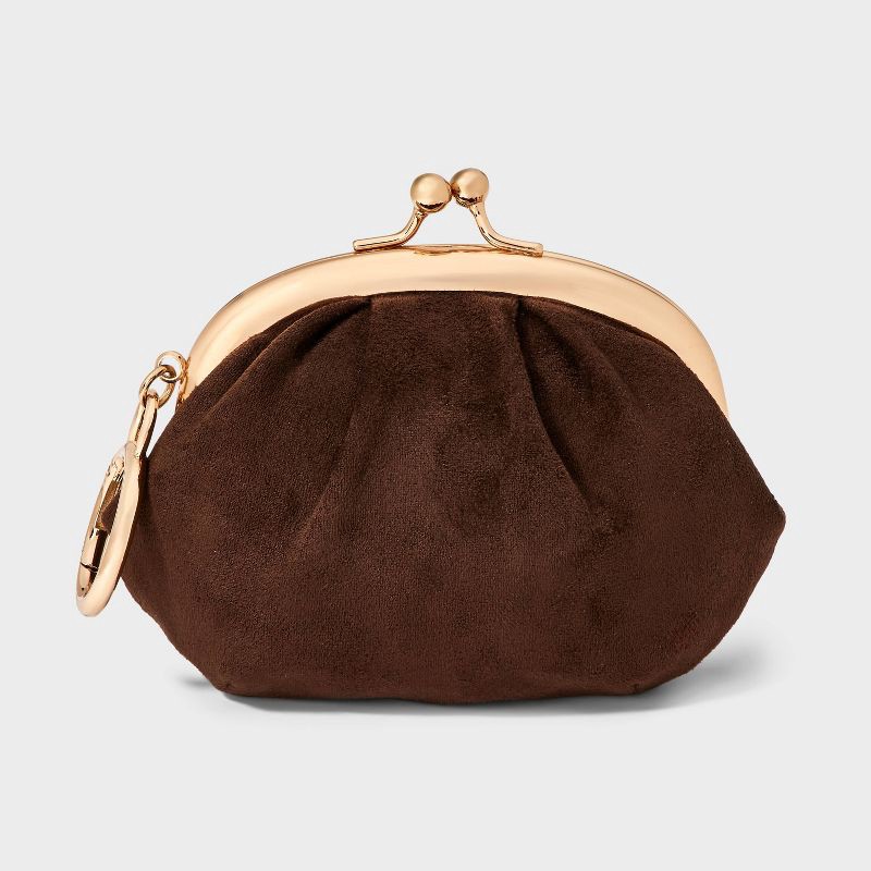 slide 1 of 4, Mini Kiss Lock Pouch Bag Charm - A New Day™ Chocolate Brown, 1 ct