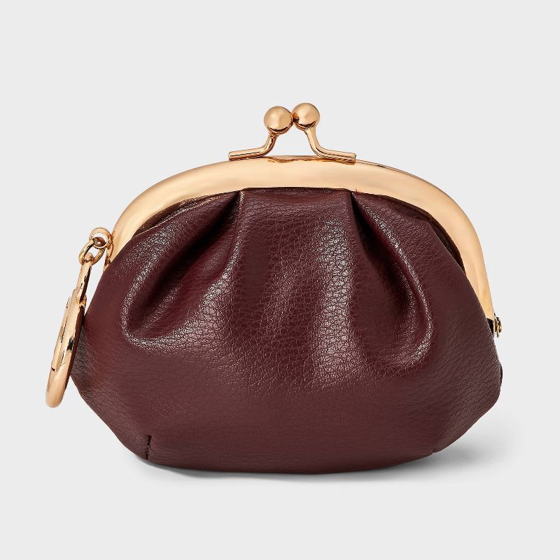 slide 1 of 4, Mini Kiss Lock Pouch Bag Charm - A New Day™ Burgundy, 1 ct