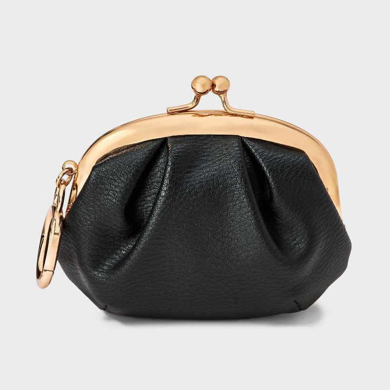 slide 1 of 4, Mini Kiss Lock Pouch Bag Charm - A New Day™ Black, 1 ct