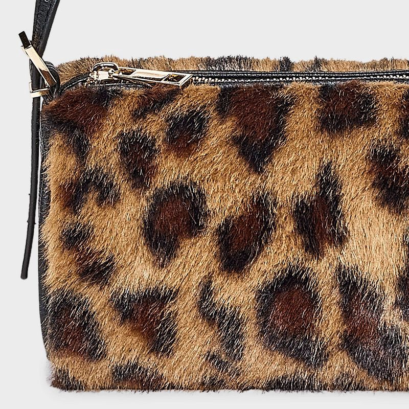 slide 5 of 5, Mini Woven Leopard Print Shoulder Bag - A New Day™ Black/Brown, 1 ct
