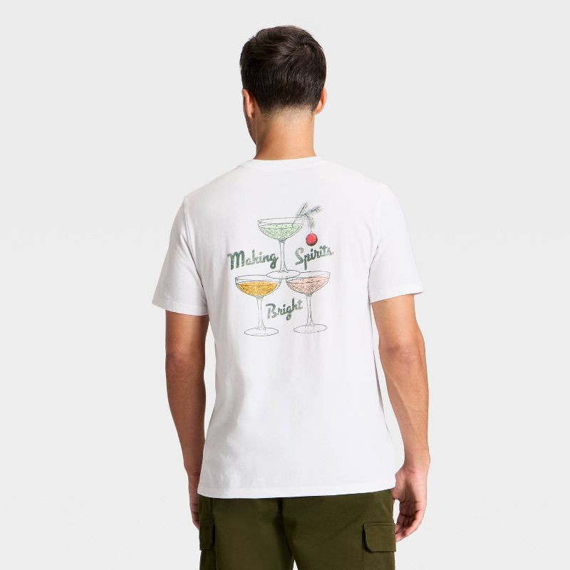slide 2 of 3, Men's Short Sleeve Making Spirits Bright Graphic Shirt - Goodfellow & Co™ White S, 1 ct