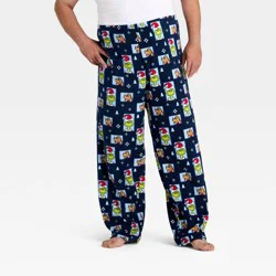 The Grinch Men's Grinch Print Fleece Holiday Matching Family Pajama Pants - Navy Blue M