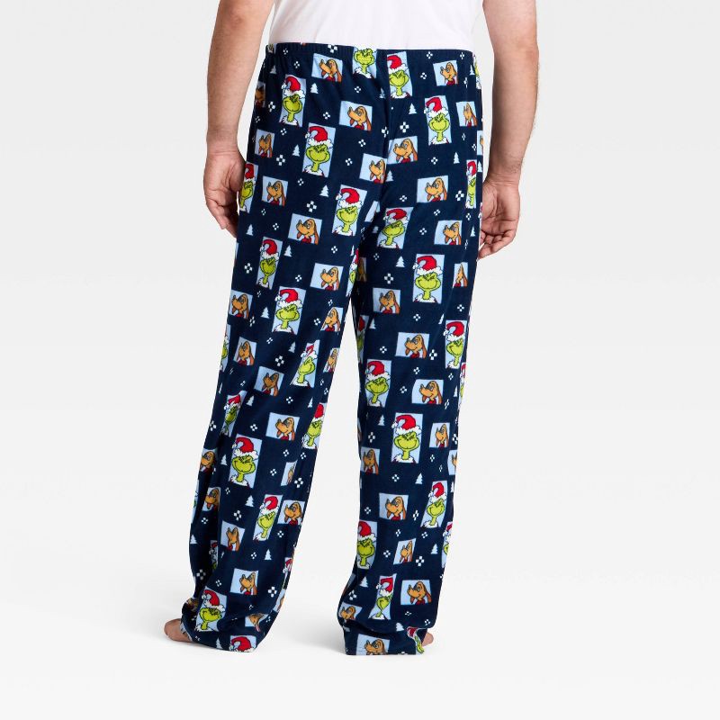 slide 2 of 4, The Grinch Men's Grinch Print Fleece Holiday Matching Family Pajama Pants - Navy Blue XL, 1 ct
