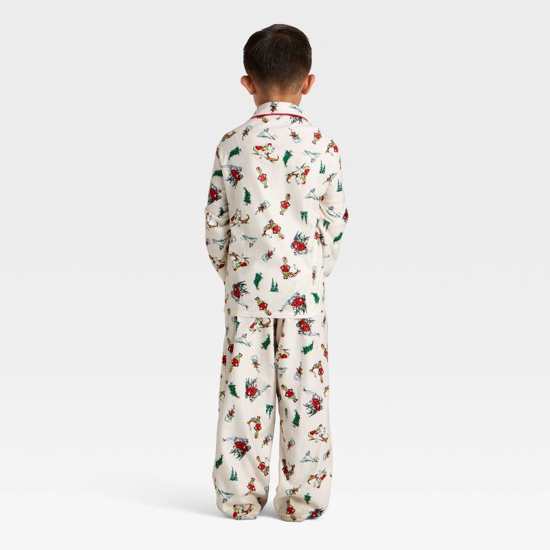 slide 2 of 8, The Grinch Toddler Grinch Print Long Sleeve Shirt and Pants Holiday Matching Family Pajama Set - Cream 12M, 1 ct