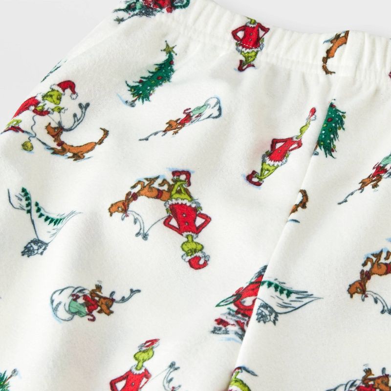 slide 8 of 8, The Grinch Toddler Grinch Print Long Sleeve Shirt and Pants Holiday Matching Family Pajama Set - Cream 12M, 1 ct
