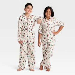 Kids' The Grinch Long Sleeve Shirt and Pants Holiday Matching Family Sleep Pajama Set - Cream XS