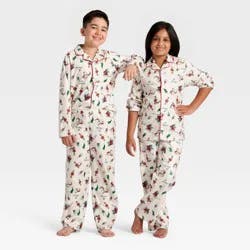 Kids' The Grinch Long Sleeve Shirt and Pants Holiday Matching Family Sleep Pajama Set - Cream XS