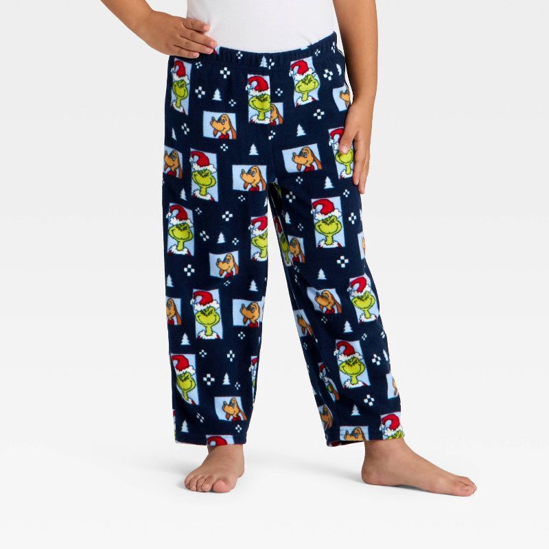 slide 2 of 7, The Grinch Toddler Grinch Print Fleece Holiday Matching Family Pajama Sets - Navy Blue 18M, 1 ct