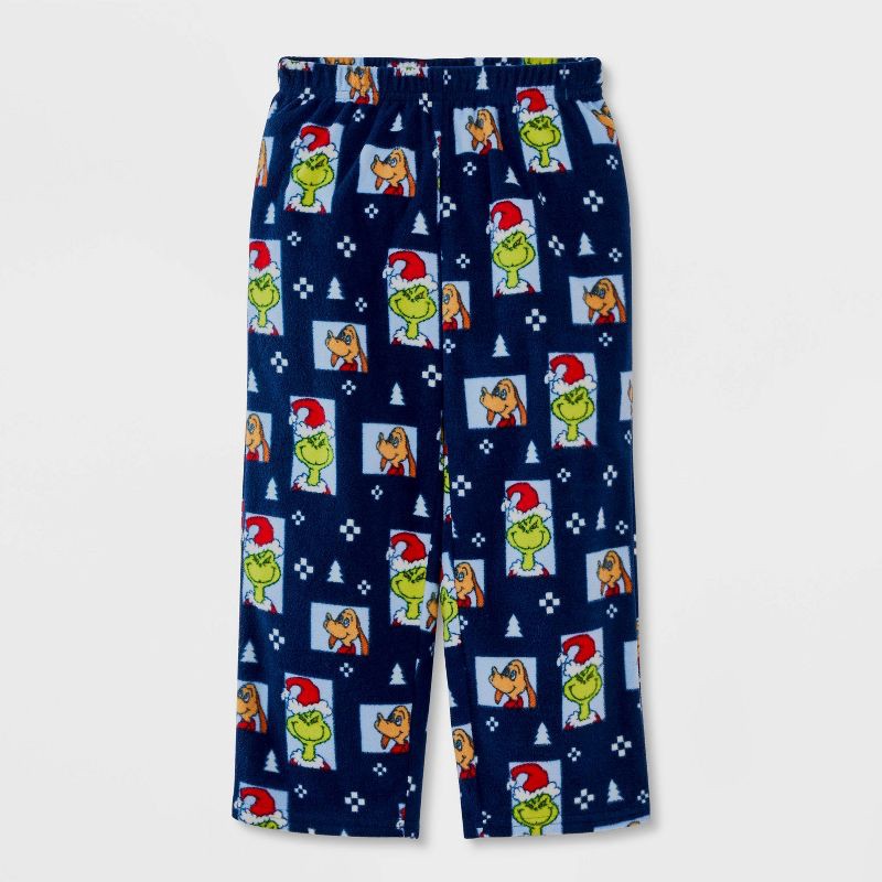 slide 4 of 7, The Grinch Toddler Grinch Print Fleece Holiday Matching Family Pajama Sets - Navy Blue 2T, 1 ct