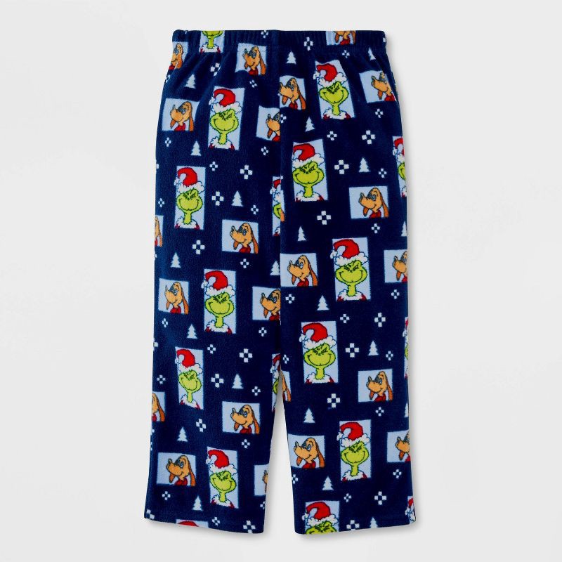 slide 5 of 7, The Grinch Toddler Grinch Print Fleece Holiday Matching Family Pajama Sets - Navy Blue 2T, 1 ct