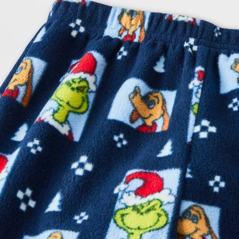 slide 6 of 7, The Grinch Toddler Grinch Print Fleece Holiday Matching Family Pajama Sets - Navy Blue 2T, 1 ct