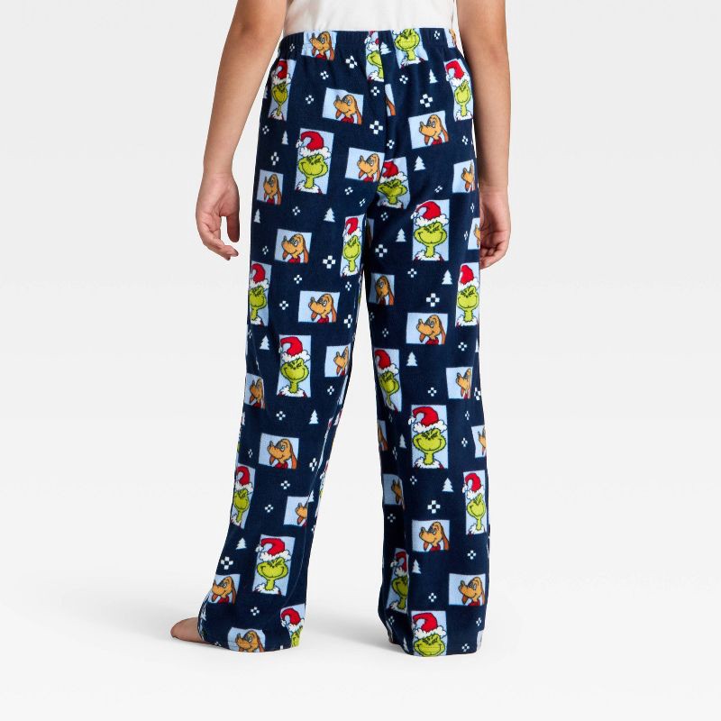 slide 3 of 4, Kids' The Grinch Microfleece Holiday Matching Family Pajama Pants - Navy Blue M, 1 ct