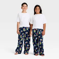 Kids' The Grinch Microfleece Holiday Matching Family Pajama Pants - Navy Blue M