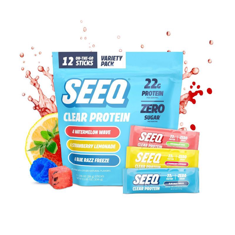 slide 1 of 10, Seeq Clear Protein Powder On the Go - Multi Flavor Pack - 12ct, 12 ct