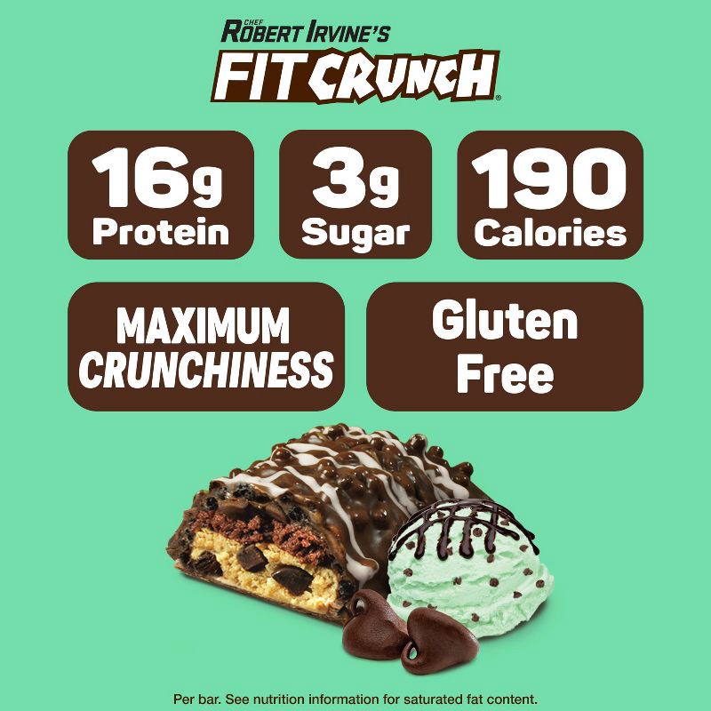 slide 4 of 6, FITCRUNCH Mint Chocolate Chip Baked Snack Bars - 16g Protein - 12ct/19.44oz, 16 gram, 12 ct, 19.44 oz