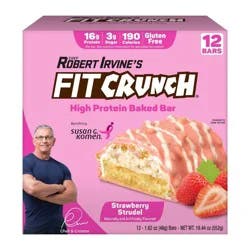 FITCRUNCH Strawberry Strudel Baked Snack Bars - 16g Protein - 12ct/19.44oz