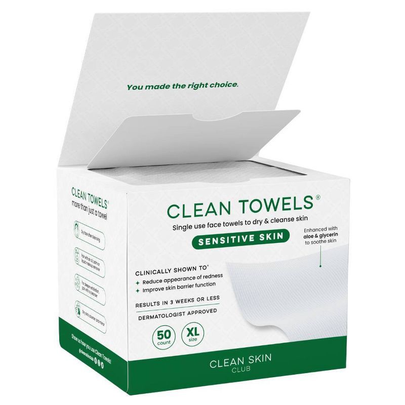 slide 5 of 10, Clean Skin Club Towels for Sensitive Skin - XL - 50ct, 50 ct