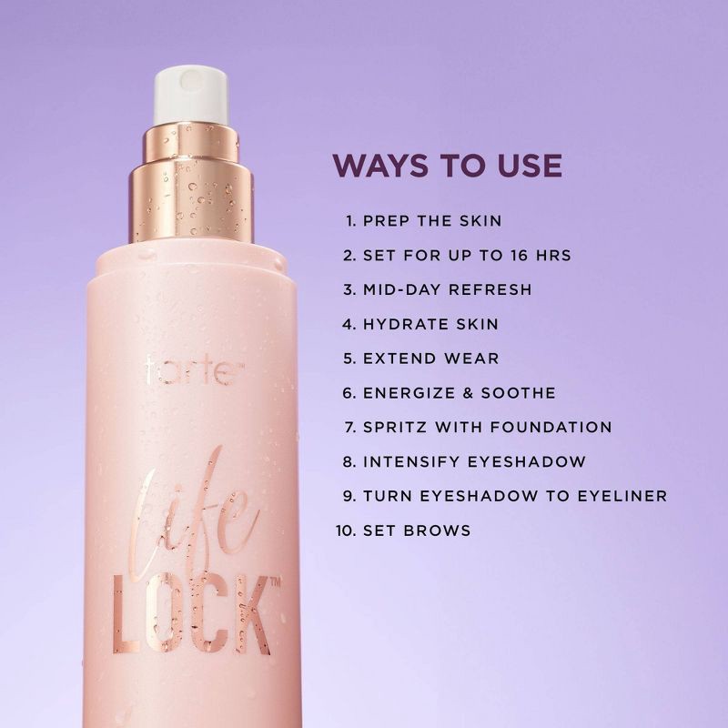 slide 7 of 8, tarte Makeup Setters and Primers Travel-Size Life Lock Hydrating Setting Spray - 3.38 fl oz - Ulta Beauty, 3.38 fl oz