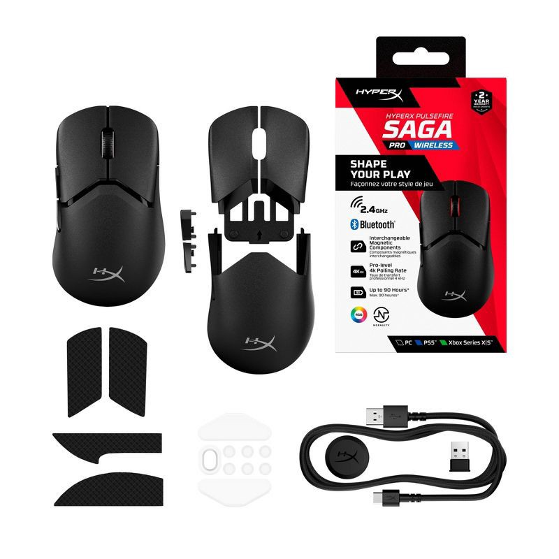 slide 12 of 15, HyperX Pulsefire Saga Pro Wireless Gaming Mouse: Personal Computer Accessory Set, 1 ct