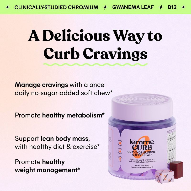 slide 3 of 7, Lemme Curb Daily Craving Support Soft Chews - 30ct, 30 ct