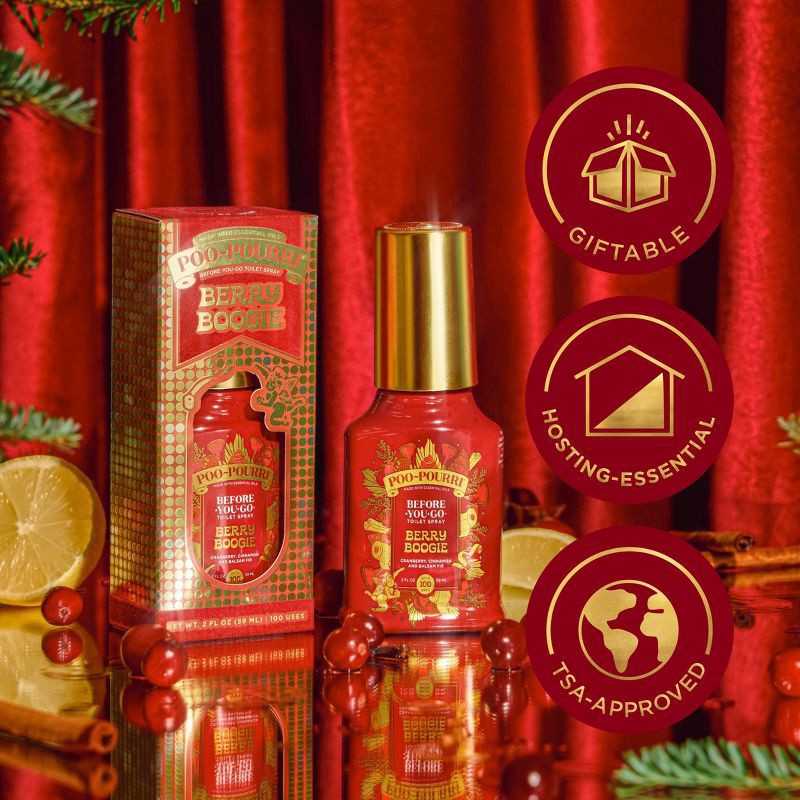slide 5 of 9, Poo-Pourri Limited Edition Holiday 2025 Berry Boogie Toilet Spray 2 fl oz, 2 fl oz