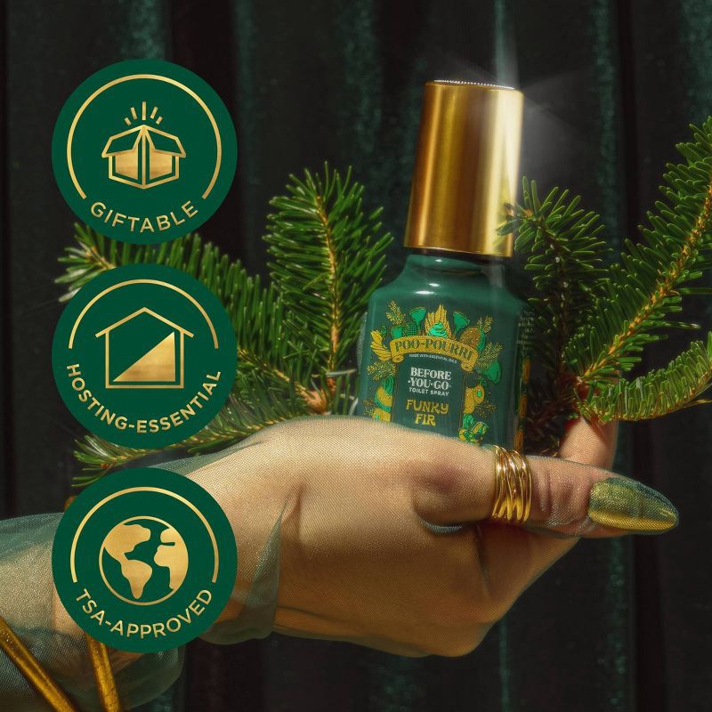 slide 9 of 11, Poo-Pourri Limited Edition Holiday 2025 Funky Fir Toilet Spray 2 fl oz, 2 fl oz