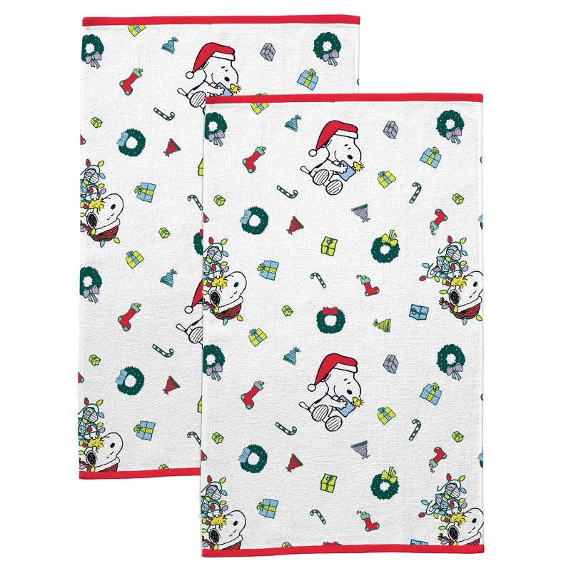 slide 3 of 5, 2pc Peanuts Christmas Kitchen Towel Set, 2 ct