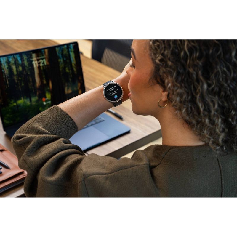 slide 9 of 10, Amazfit Active 2 Round Smartwatch - Black Leather, 1 ct