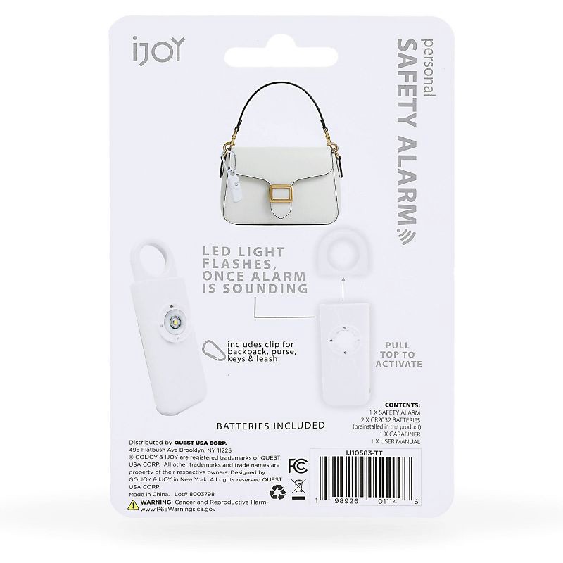 slide 5 of 6, IJoy Personal Safety Alarm - White, 1 ct