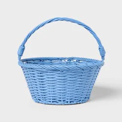 12" Easter Plastic Willow Basket Blue - Spritz™