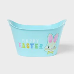 Happy Easter Plastic Tub Light Blue - Spritz™