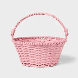 12" Easter Plastic Willow Basket Pink - Spritz™