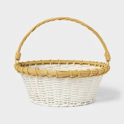 14" Easter Plastic Willow Basket White with Natural - Spritz™