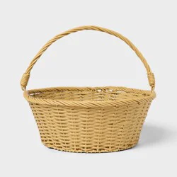 14" Easter Plastic Willow Basket Brown - Spritz™