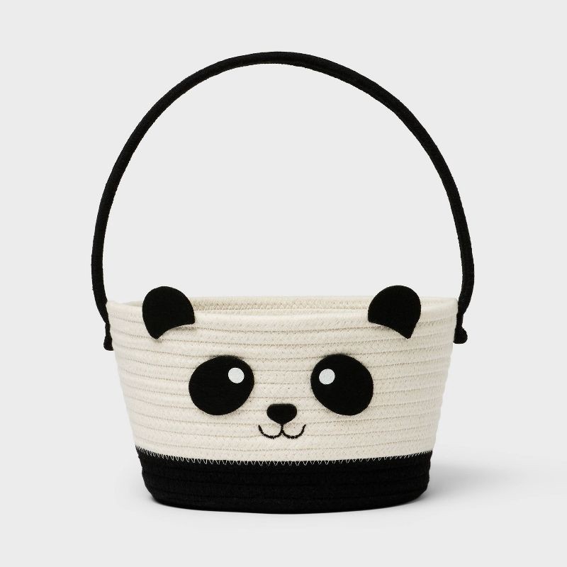slide 1 of 3, Easter Panda Rope Basket Black/White - Spritz™, 1 ct
