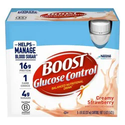Boost Creamy Strawberry Non-Caffeinated Glucose Control Meal Replacement Drinks - 6pk/48 fl oz