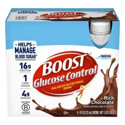 Boost Rich Chocolate Non-Caffeinated Glucose Control Meal Replacement Drinks - 6pk/48 fl oz