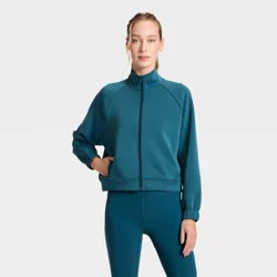 Women's Airy Sleek Ribbed Full Zip Jacket - All In Motion™ Blue XS