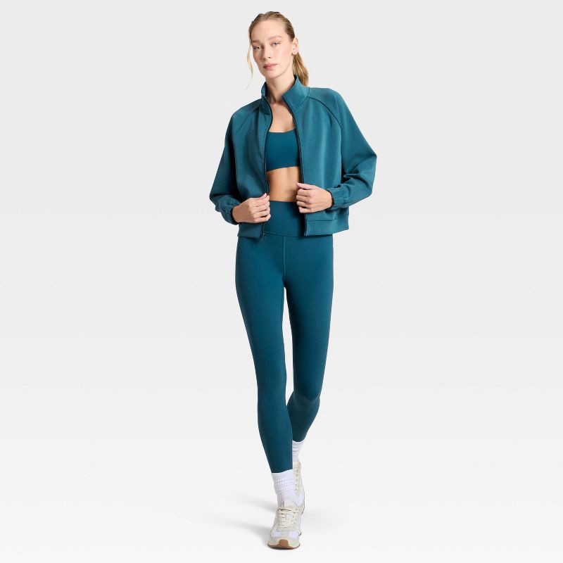 slide 2 of 5, Women's Airy Sleek Ribbed Full Zip Jacket - All In Motion™ Blue XXL, 1 ct