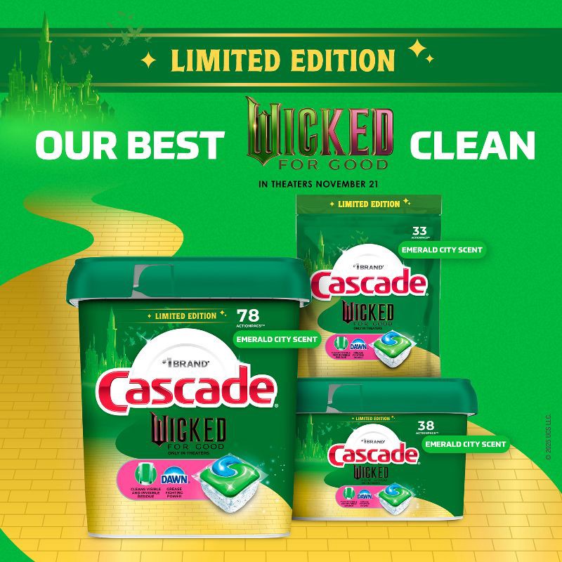 slide 2 of 9, Cascade Complete Pods Dishwasher Detergent Wicked Emerald City - 78ct, 40.9 oz, 72 ct