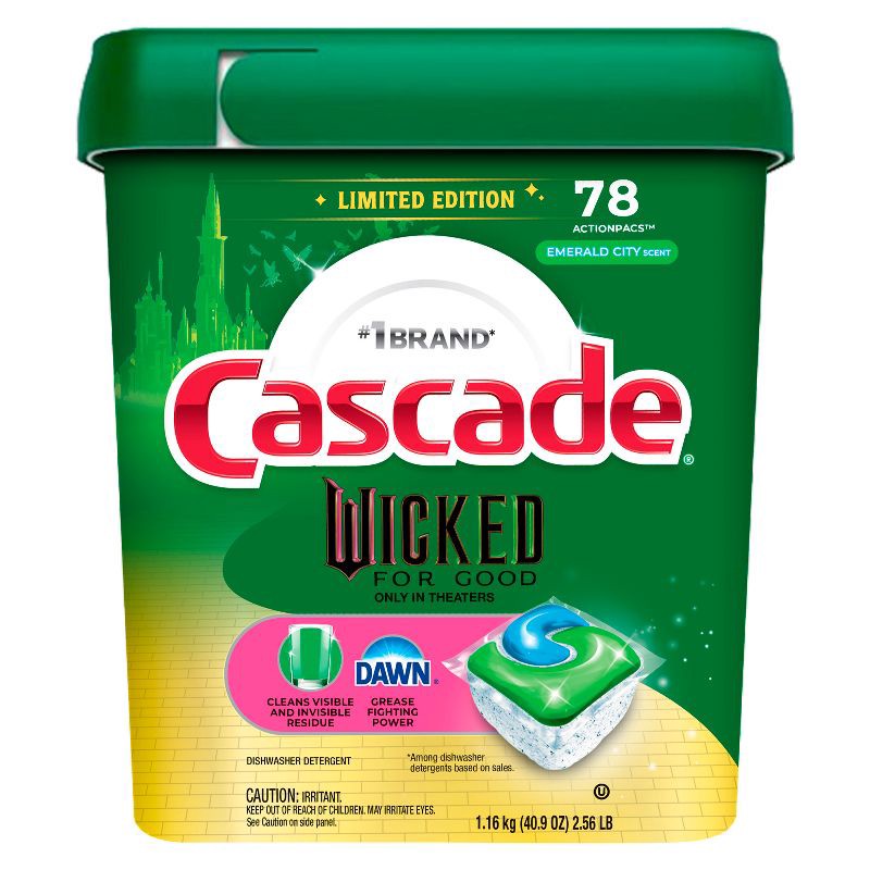 slide 1 of 9, Cascade Complete Pods Dishwasher Detergent Wicked Emerald City - 78ct, 40.9 oz, 72 ct