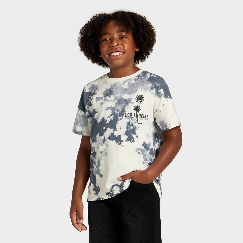 slide 1 of 4, Grayson Threads Kids Boys' Short Sleeve 'Los Angeles' Tie-Dye Oversized Graphic T-Shirt - Blue M, 1 ct