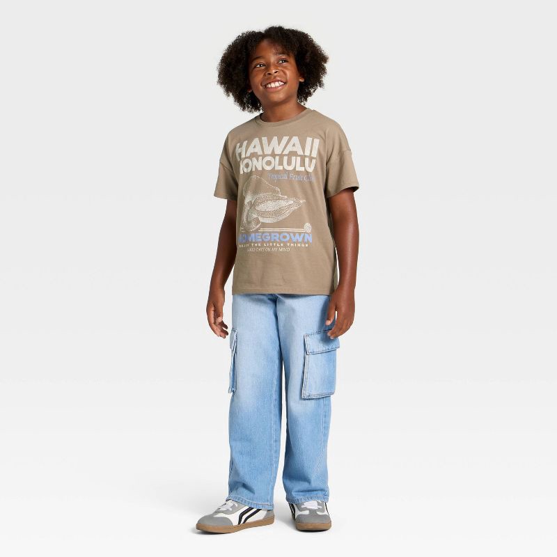 slide 3 of 3, Grayson Threads Kids Boys' Short Sleeve 'Hawaii' Oversized Graphic T-Shirt - Brown S, 1 ct