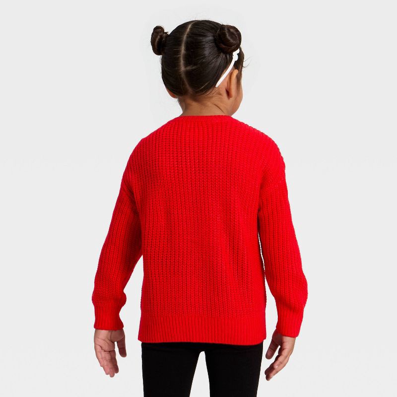 slide 3 of 4, Toddler Girls' Disney Minnie Mouse Chunky Knit Sweater - Red 5T, 1 ct