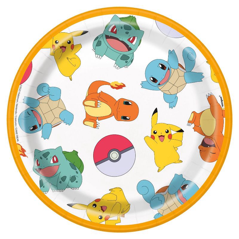 slide 1 of 4, Pokemon 7" 8ct Party Paper Snack Plates, 8 ct